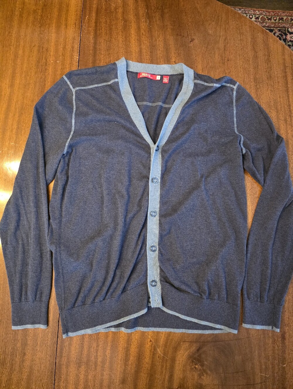 Agave Denim Nevada Blue Cotton V-Neck Cardigan Sweater Size L